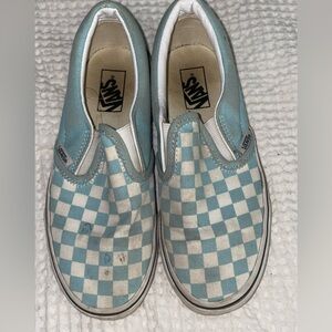 Vans Kids Light Blue Checkered Slip-On Sneakers
